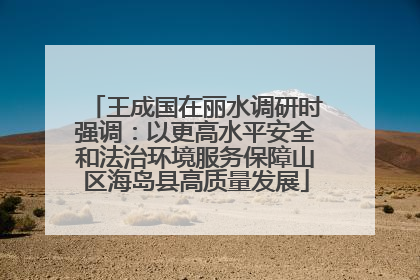 王成国在丽水调研时强调：以更高水平安全和法治环境服务保障山区海岛县高质量发展
