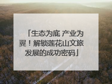 生态为底 产业为翼！解锁莲花山文旅发展的成功密码