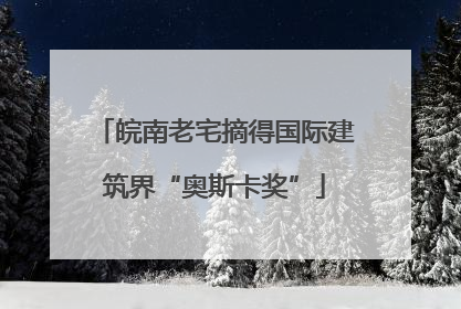 皖南老宅摘得国际建筑界“奥斯卡奖”