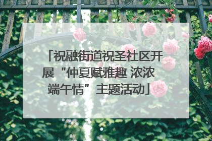 祝融街道祝圣社区开展“仲夏赋雅趣 浓浓端午情”主题活动