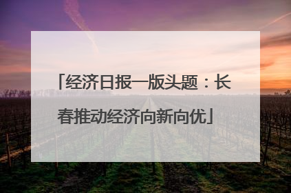 经济日报一版头题：长春推动经济向新向优