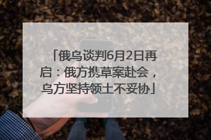 俄乌谈判6月2日再启：俄方携草案赴会，乌方坚持领土不妥协