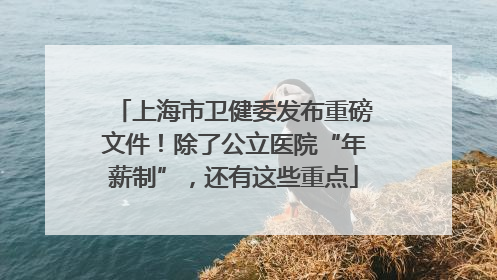 上海市卫健委发布重磅文件！除了公立医院“年薪制”，还有这些重点