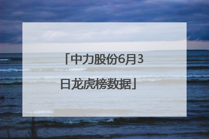 中力股份6月3日龙虎榜数据