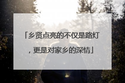 乡贤点亮的不仅是路灯，更是对家乡的深情