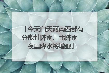 今天白天河南西部有分散性阵雨、雷阵雨 夜里降水将增强