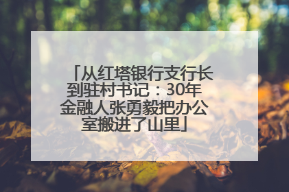从红塔银行支行长到驻村书记：30年金融人张勇毅把办公室搬进了山里