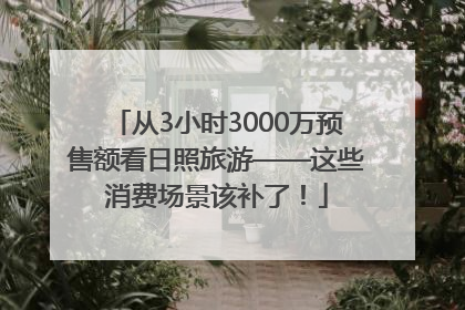 从3小时3000万预售额看日照旅游——这些消费场景该补了！