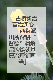 古桥新治 善治连心——西街派出所深耕“晋德”调解品牌绘就基层治理新画卷