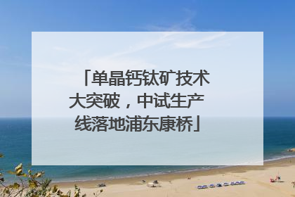 单晶钙钛矿技术大突破，中试生产线落地浦东康桥