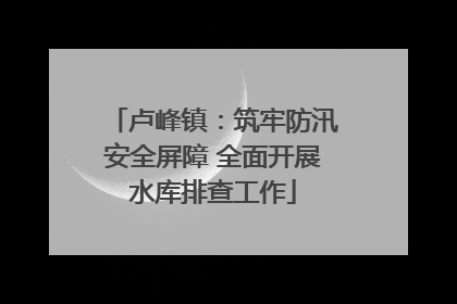 卢峰镇：筑牢防汛安全屏障 全面开展水库排查工作