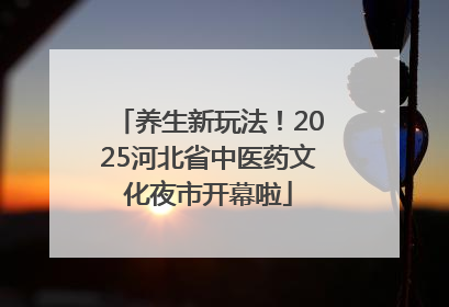 养生新玩法！2025河北省中医药文化夜市开幕啦