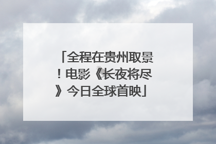 全程在贵州取景！电影《长夜将尽》今日全球首映