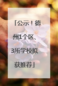 公示！德州1个区、3所学校拟获推荐