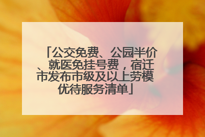 公交免费、公园半价、就医免挂号费，宿迁市发布市级及以上劳模优待服务清单