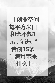 创业空间每平方米日租金不超1元，浦东“青创15条”满月带来什么