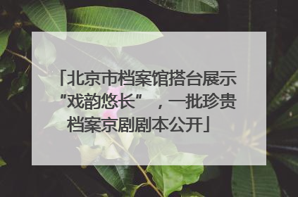 北京市档案馆搭台展示“戏韵悠长”，一批珍贵档案京剧剧本公开