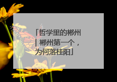 哲学里的郴州｜郴州第一个，为何落桂阳