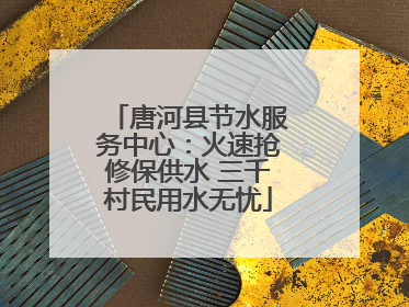 唐河县节水服务中心：火速抢修保供水 三千村民用水无忧