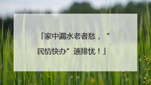 家中漏水老者愁，“民情快办”速排忧！