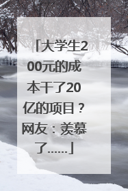 大学生200元的成本干了20亿的项目？网友：羡慕了……