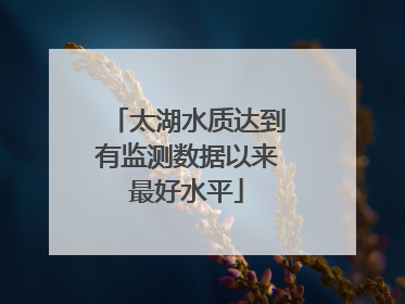 太湖水质达到有监测数据以来最好水平