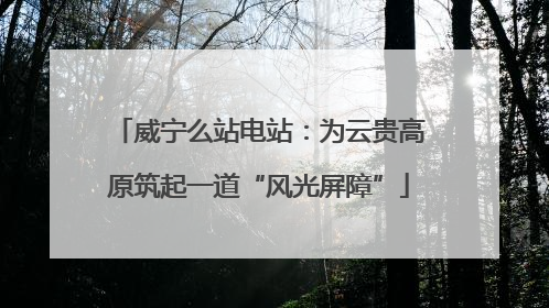 威宁么站电站：为云贵高原筑起一道“风光屏障”
