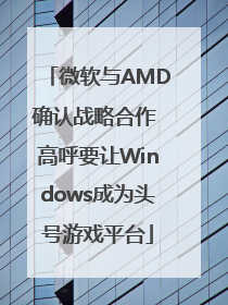 微软与AMD确认战略合作 高呼要让Windows成为头号游戏平台