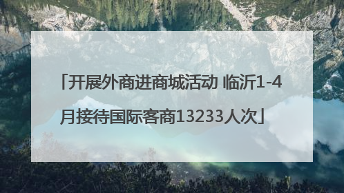 开展外商进商城活动 临沂1-4月接待国际客商13233人次
