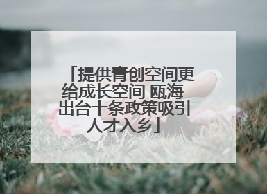 提供青创空间更给成长空间 瓯海出台十条政策吸引人才入乡