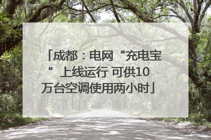 成都：电网“充电宝”上线运行 可供10万台空调使用两小时