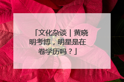 文化杂谈｜黄晓明考博，明星是在卷学历吗？