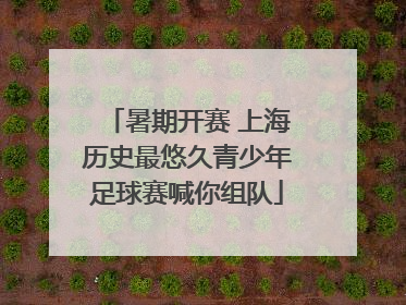暑期开赛 上海历史最悠久青少年足球赛喊你组队