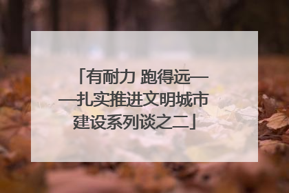 有耐力 跑得远——扎实推进文明城市建设系列谈之二