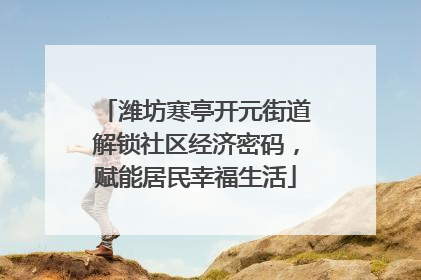 潍坊寒亭开元街道解锁社区经济密码，赋能居民幸福生活