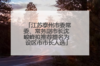 江苏泰州市委常委、常务副市长沈峻峰拟推荐提名为设区市市长人选