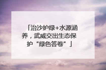 治沙护绿+水源涵养，武威交出生态保护“绿色答卷”
