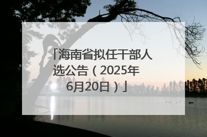 海南省拟任干部人选公告（2025年6月20日）