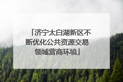 济宁太白湖新区不断优化公共资源交易领域营商环境