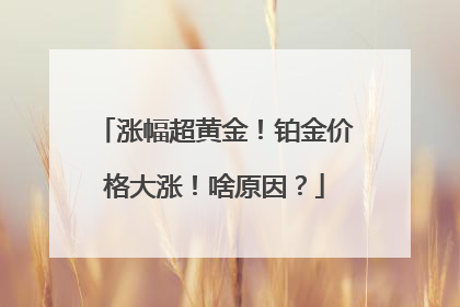 涨幅超黄金！铂金价格大涨！啥原因？