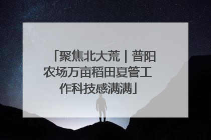 聚焦北大荒｜普阳农场万亩稻田夏管工作科技感满满