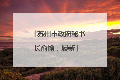 苏州市政府秘书长俞愉，履新