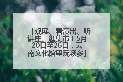 观展、看演出、听讲座、逛集市！5月20日至26日，云南文化馆里玩场多