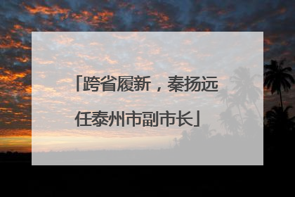跨省履新，秦扬远任泰州市副市长