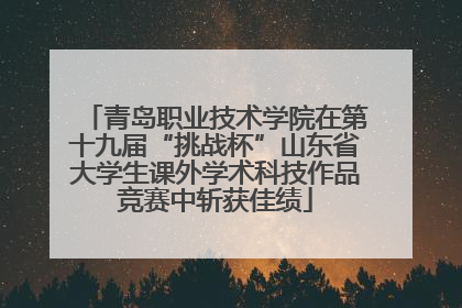 青岛职业技术学院在第十九届“挑战杯”山东省大学生课外学术科技作品竞赛中斩获佳绩