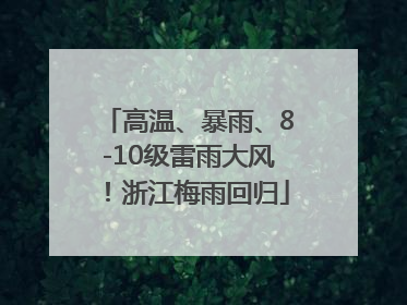 高温、暴雨、8-10级雷雨大风！浙江梅雨回归