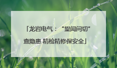 龙岩电气：“望闻问切”查隐患 精检精修保安全