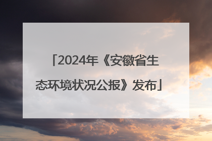 2024年《安徽省生态环境状况公报》发布