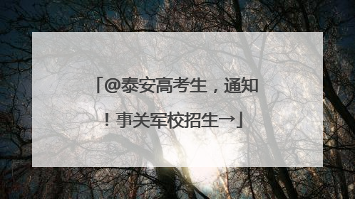 @泰安高考生，通知！事关军校招生→